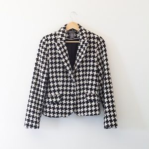 George Black and White Houndstooth Blazer Size 10